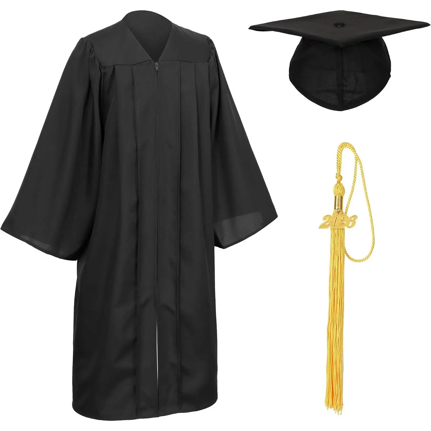 Unisex Matte Graduation Cap and Gown Tassel Package for High School and Bachelor
