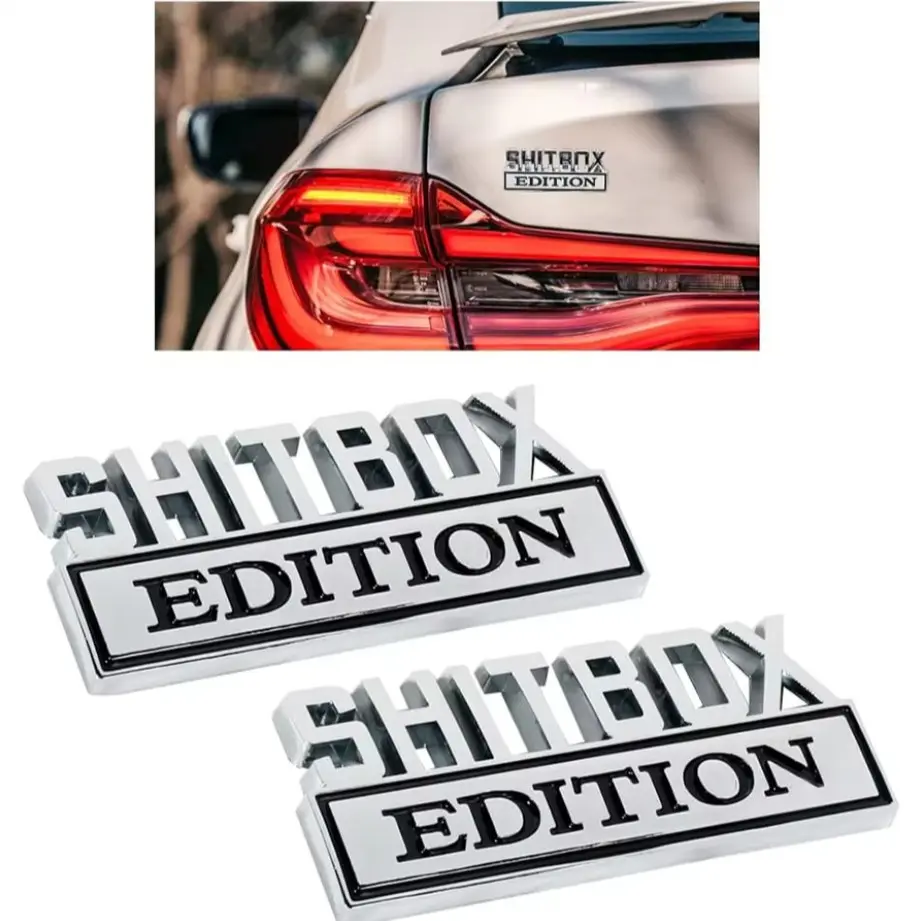 Shitbox Zinc Alloy Car Sticker, Customizable Fashion Car Decal, Tailgate Modification Sticker, Various Specifications Available, Decal For Cars, Stickers For Cars