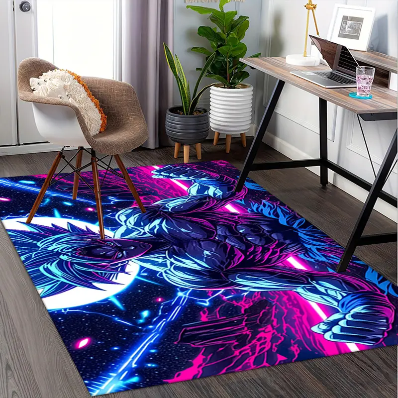 G-gokus Neon Dragon Symbol Home Office Living Room Decor for Fans, Office Chair Mat for Carpet, Workspace Accessory, Dynamic Pattern, Easy Maintenance, Themed Floor Covering, Cool Theme Rug, Polyester Fiber Rug