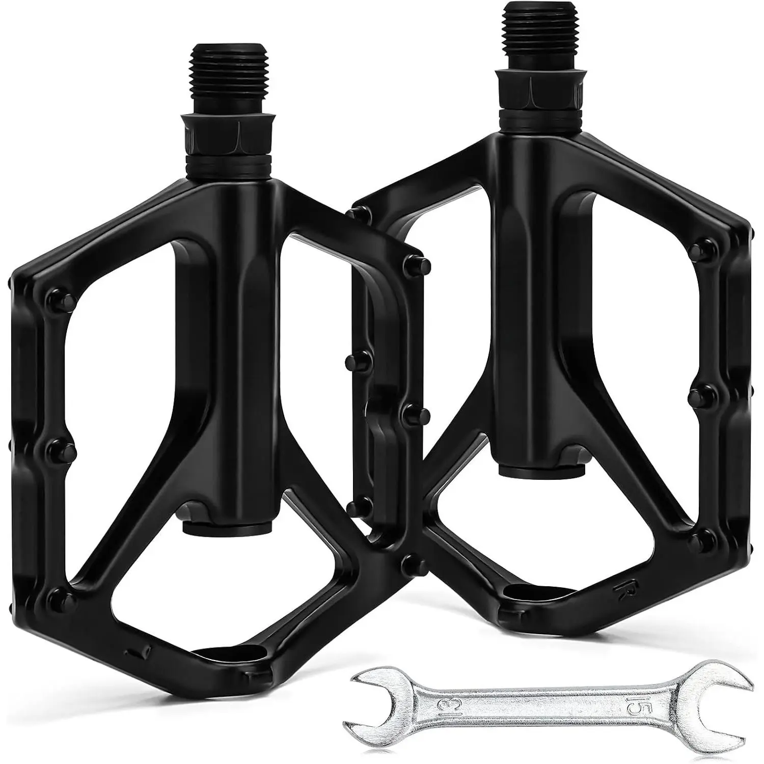 Pedals of 9/16 Inch, Professional Mountain and Road  Flat Pedal with 2 Sealed Bearings, Wide Paltform and Lightweight of  Pedals, Come with Pedal Wrench 1 count