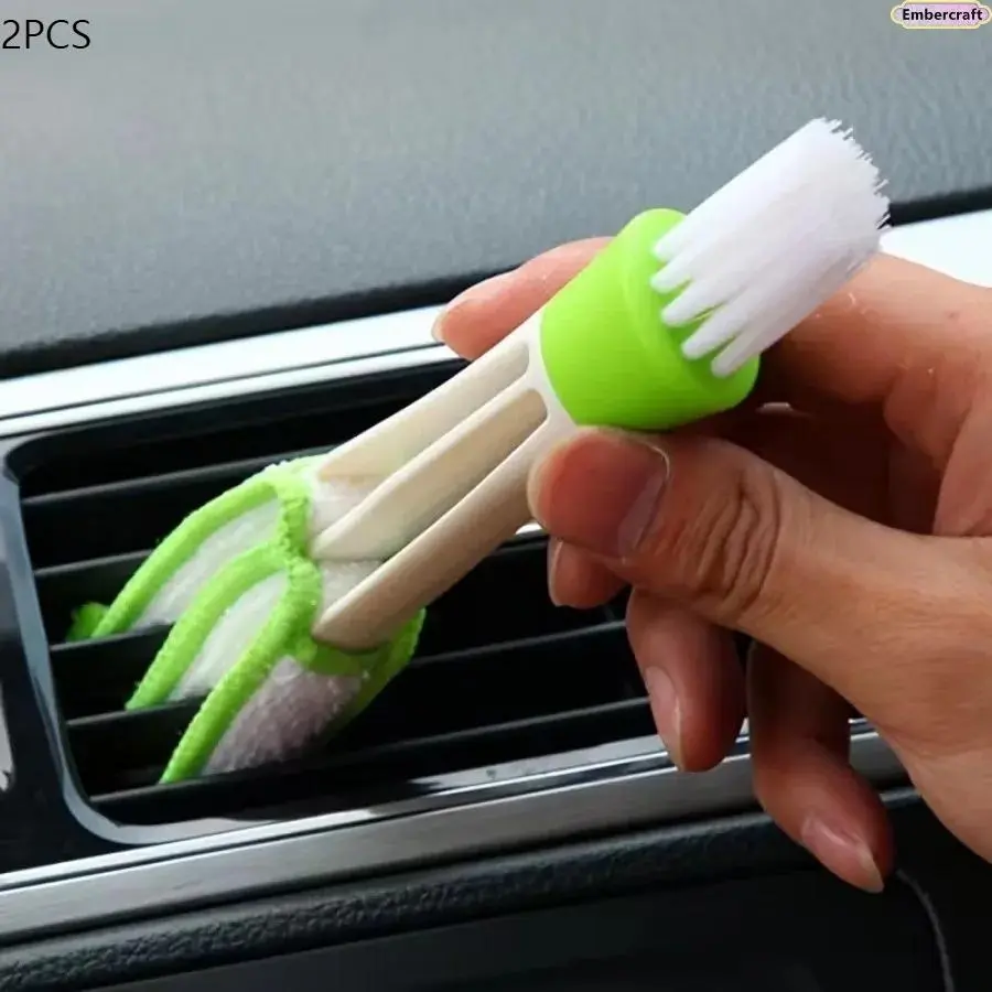 Reusable 3-Prong Microfiber Blind Cleaner Brush - Anti-Static Dust Removal Tool, Removable & Washable, Polyester Synthetic Brushed Microfiber, Reuse & Refresh Handheld Functional Tool for Window Blinds, Air Vents