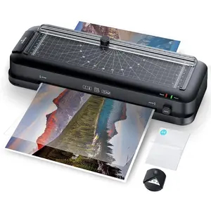 9-Inch Laminator Machine for Teachers &  - -in- Jam-Free Laminator with Paper Trimmer, 2-Hole Punch, Corner Rounder,  3-Min Warm-Up, 10 Pouches for School, Crafts & Office