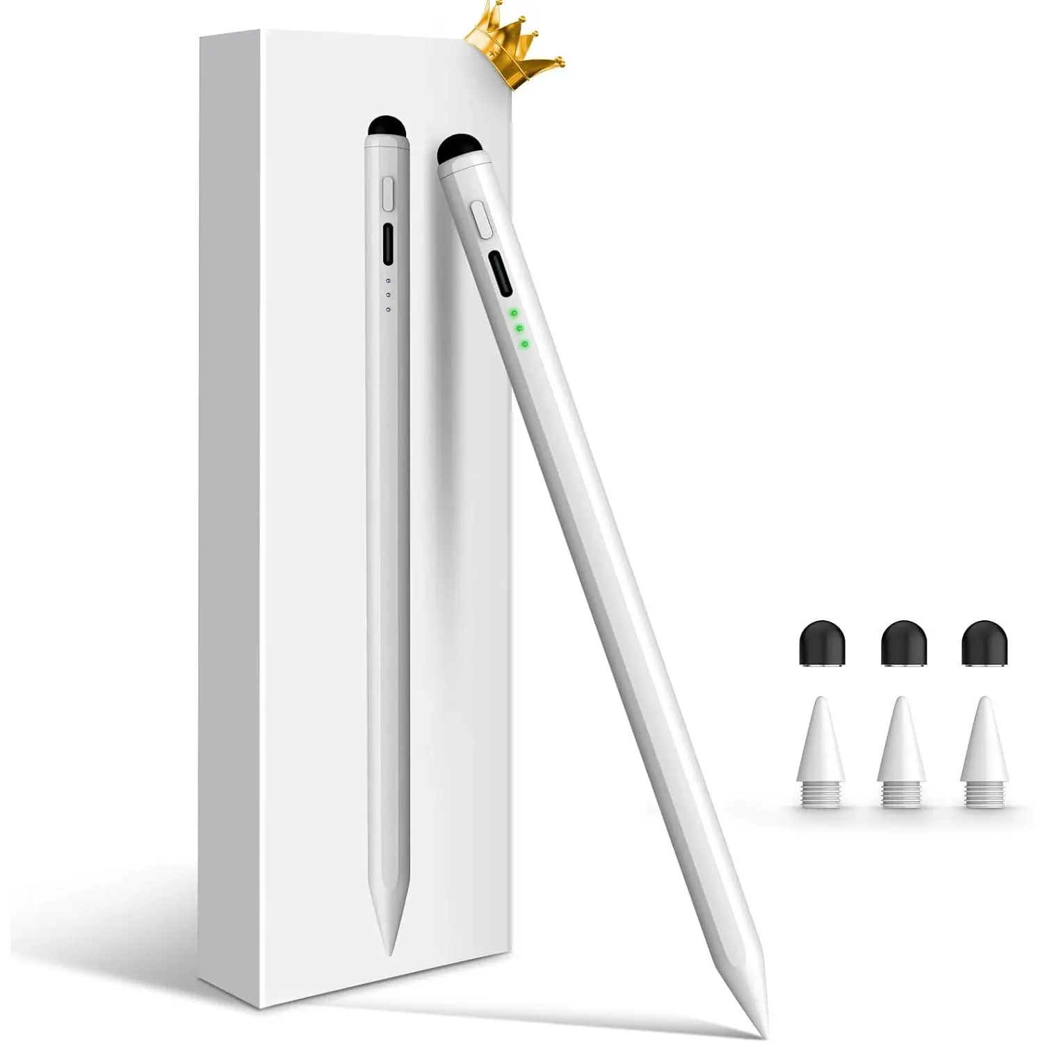 Pencil for  iPad 11th/10th/9th, 2X  Charge Stylus Pen for iPad, Palm Rejection, Tilt Sensitivity, Compatible with iPad A16/10/9/8/7/6, Pro M4/13/12.9"/11", Air M3/M2/5/4/3, Mini 7/6/5