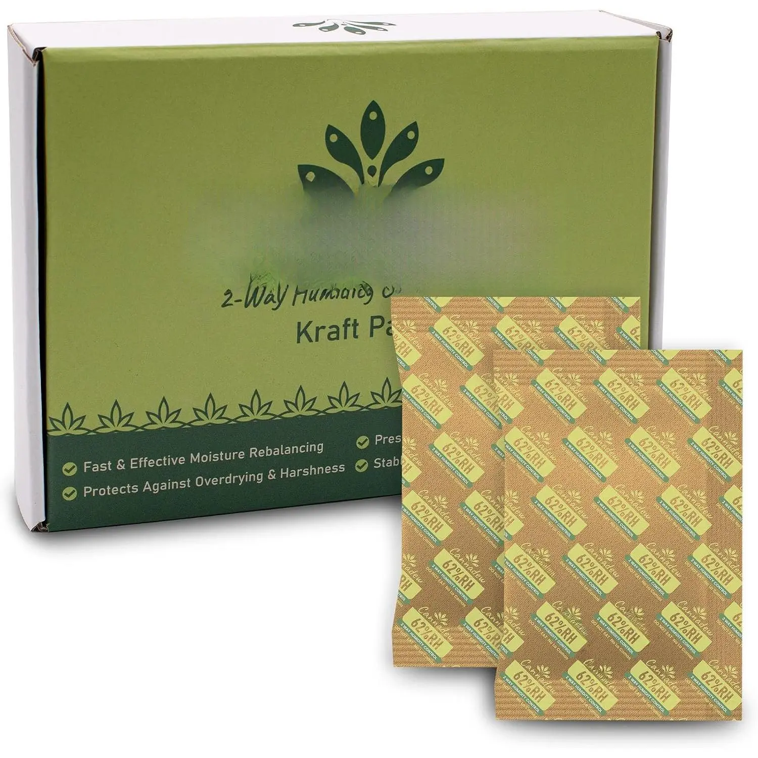62% RH 60Gram (5 Pack)  Paper Two-Way Humidity Control Packets – Humidity Absorber Packs for Storage, Hydration Packets in Paper Box