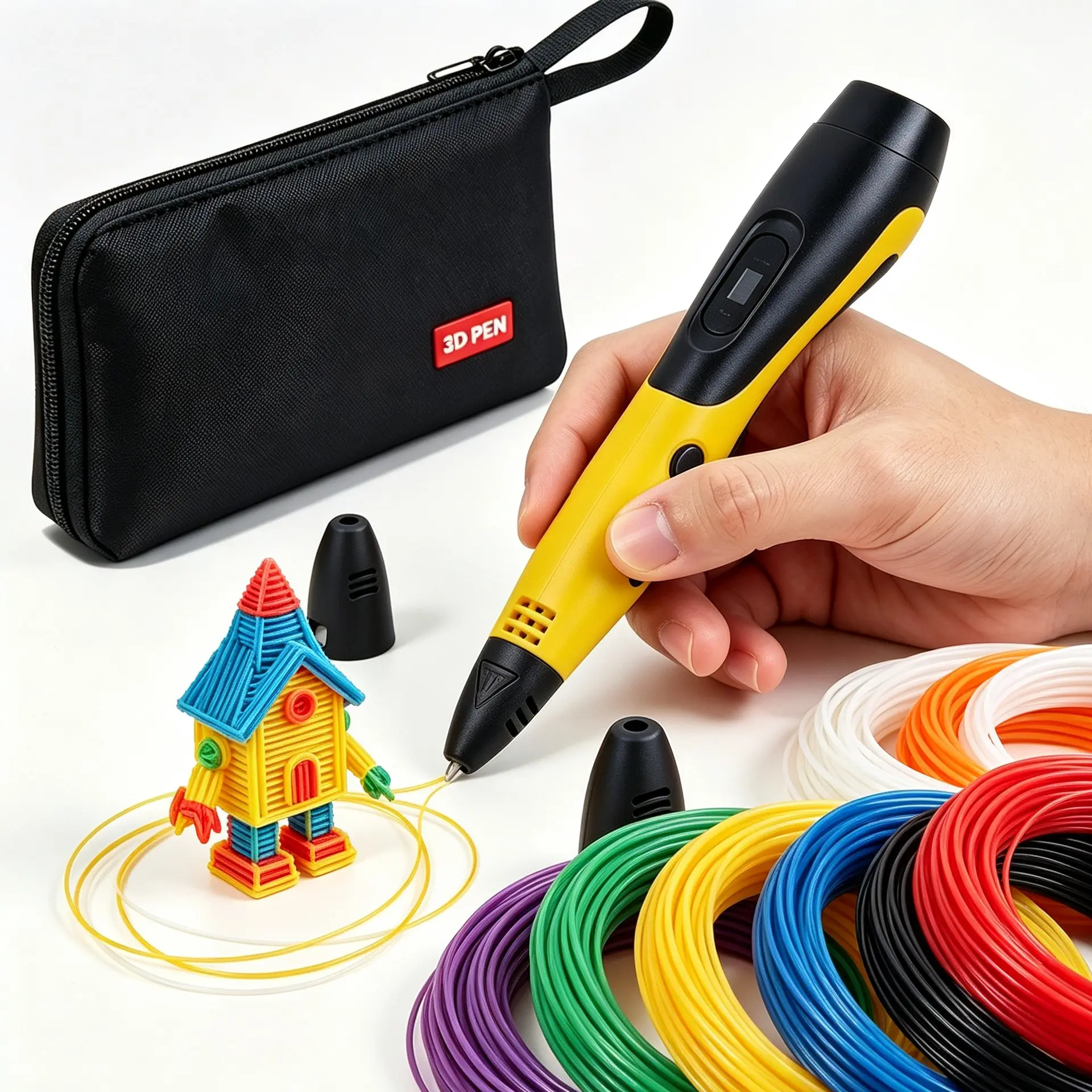3D Printing Pen Kit with Three-Speed Settings, Compatible with Abs Pla Filament, Includes 2m 12-Color Material, DIY Creative Tool