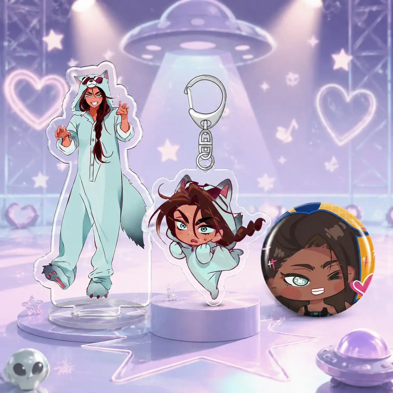 High-Definition Acrylic Standee Aesthetic Keychain Badge Set, Anime Game Accessories, Desktop Decor, Gift Idea, Till Ivan Mize Sua Ruka Hyuna