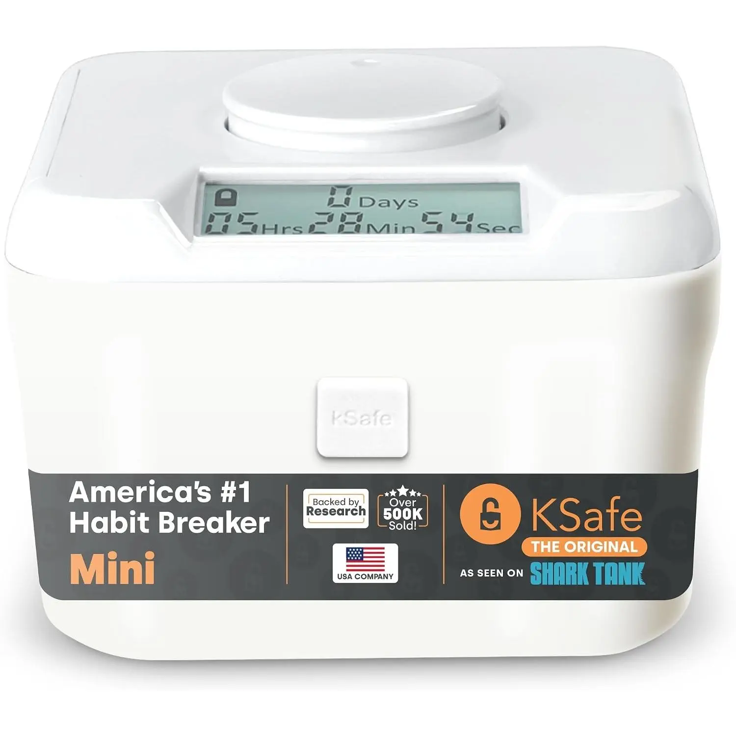 Kitchen Safe Time Lock Safe - Phone Safe Box with Timer, Timed Lock Box for Snacks & Valuables - KSafe Time Locking Container for Improved Self-Control (Mini, White Lid + 3.0” White Base)