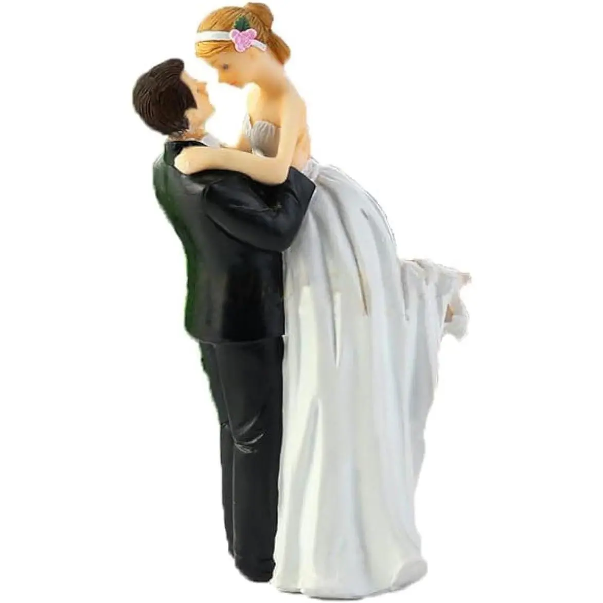 Resin Bride and Groom Couple Cake Topper - Painted Small Figurine, Home & Festive Cake Decor Supplies for Wedding, Anniversary Parties