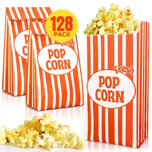 Greaseproof Popcorn Bags Individual Servings 128 Pcs Convenient Portions Movie Night Supplies Versatile Popcorn Containers Ideal for Parties and Events