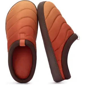 Men's Indoor Outdoor Slip On Campmate Slippers Memory Foam – Slide-in House Shoes, Cool Summer Puffer Camping Clog, Machine Washable, Rubber Sole, Velvet Lining, Easy Care Comfort for Men (Gifts)