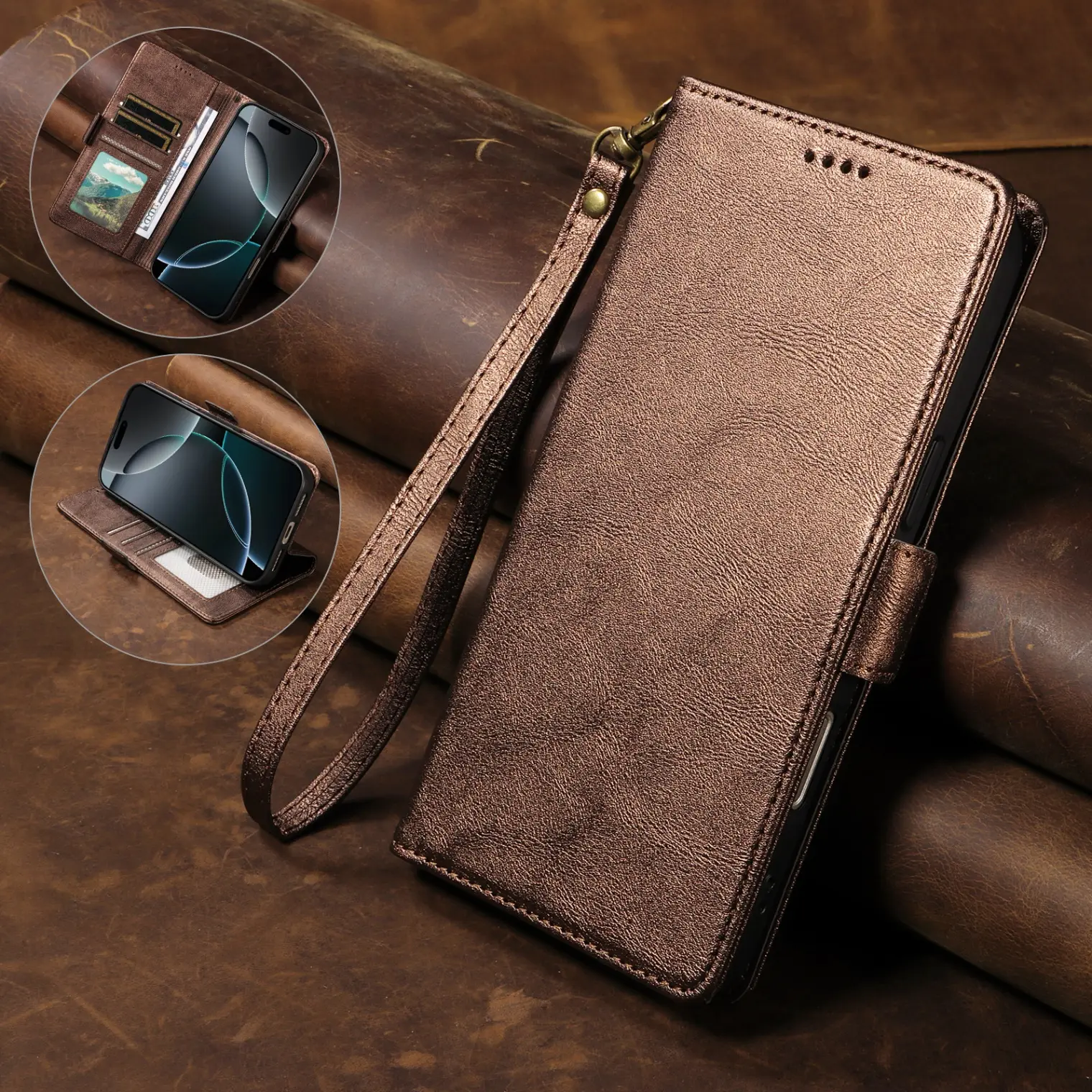 ✨Leather Wallet Phone Case Casing for Google Pixel 10A 11 10 9 8 7 6  Pro XL 8 A 7A 6A  Card Holder Flip Cover Wrist Strap Shockproof Protective Case