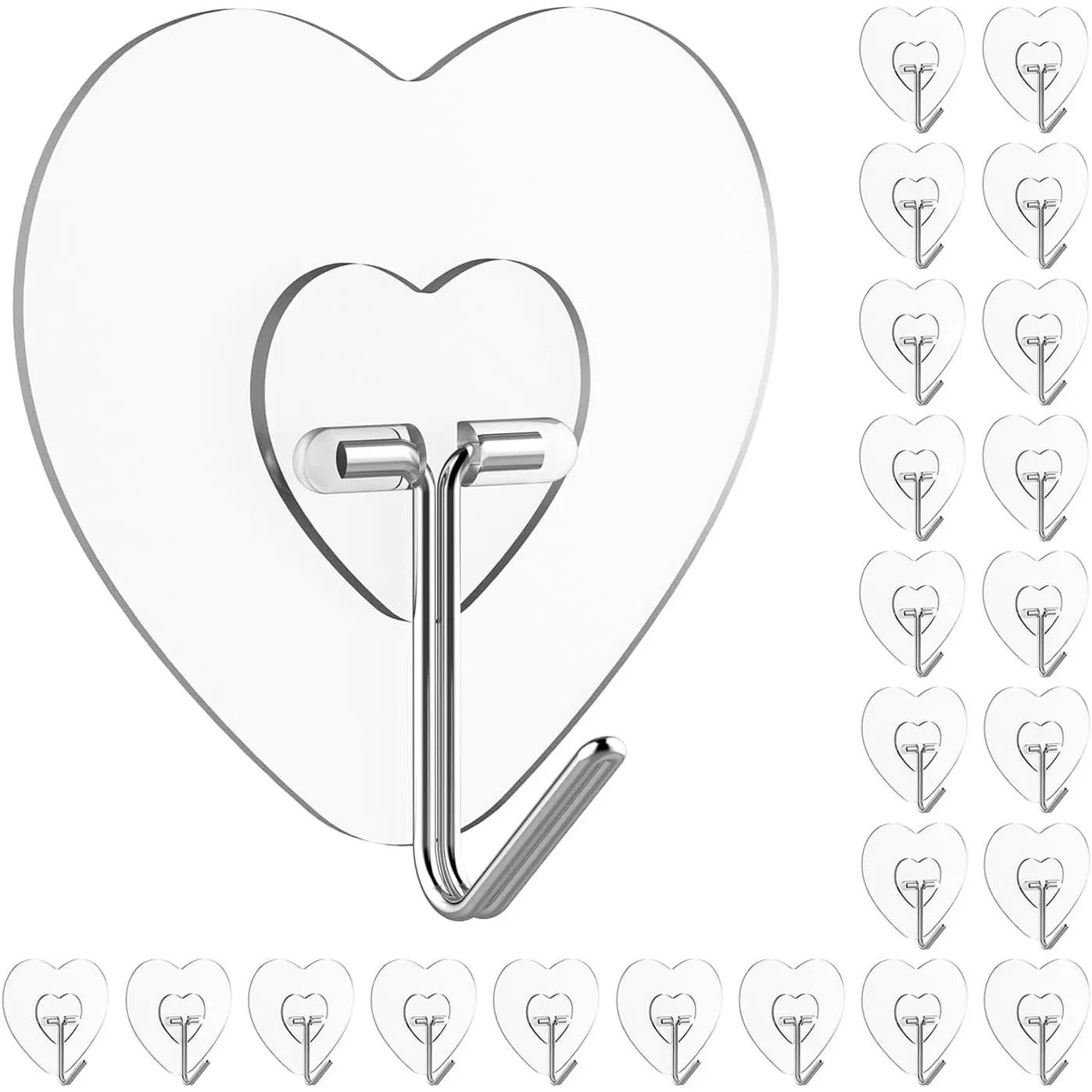 for, 24 Pack Duty Wall, Coat Waterproof, Transparent Self Sticky Hook for Keys Door,No Nail Ceiling