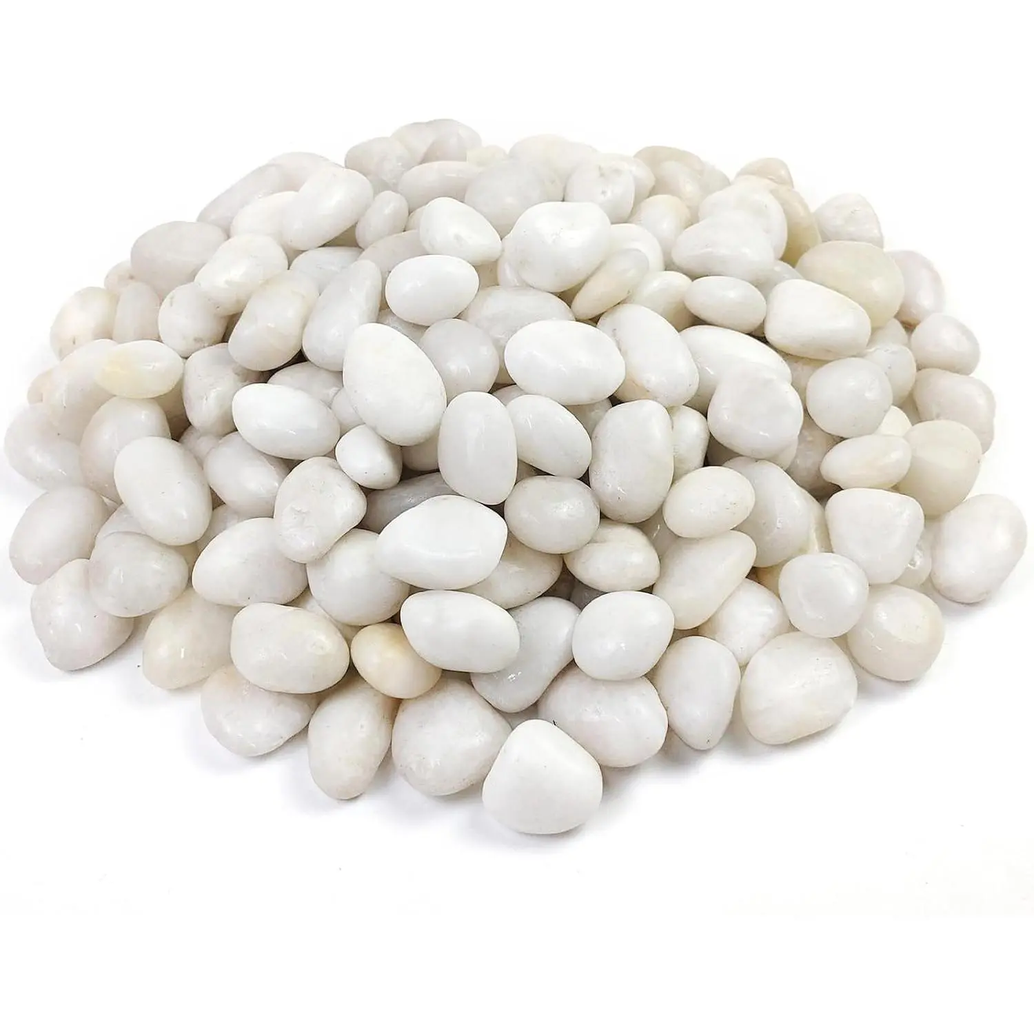 2 lbs White Polished Rounded River Rocks, Small Decorative Stones for Indoor Planters & Garden Landscaping Decoration