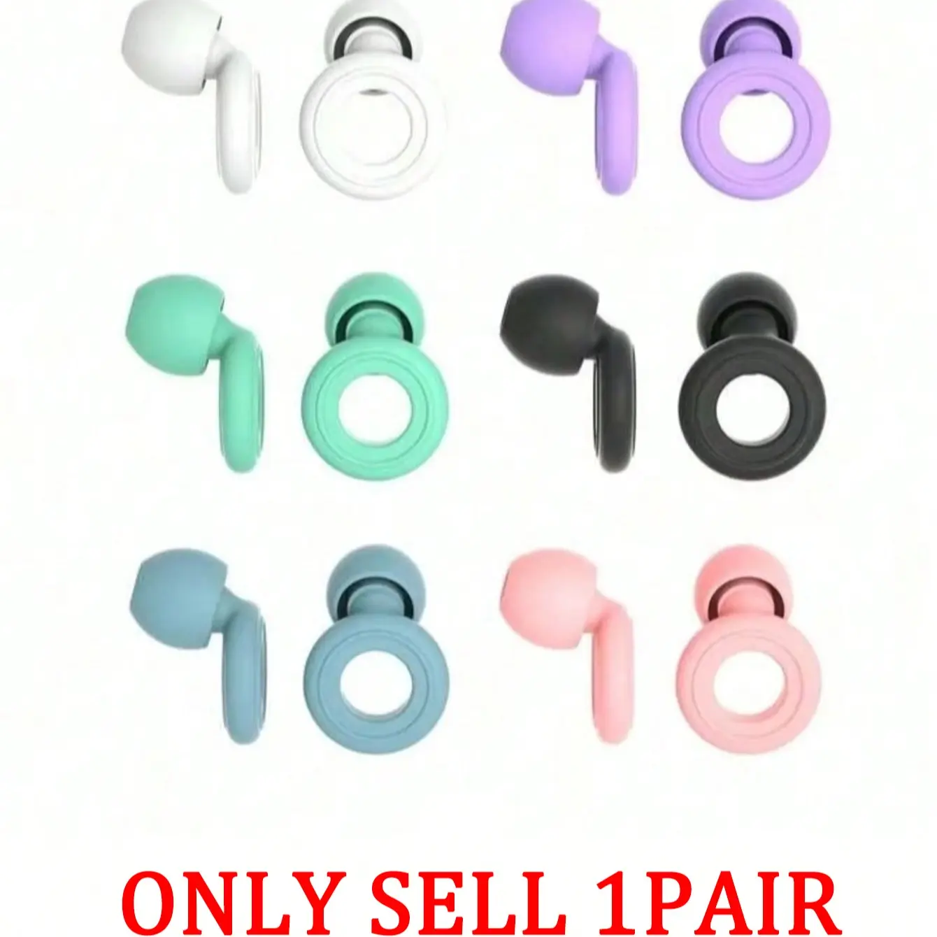 1 Pair Reusable Silicone Earplugs with 2 Pairs Replacement Caps, Soft & Comfortable, Snug Ear Fit. Ideal for Sleep, Study, Swimming, Concerts. Perfect for Light Sleepers, Holiday Gift for Mother's Day, Valentine's Day, Swimming Accessories