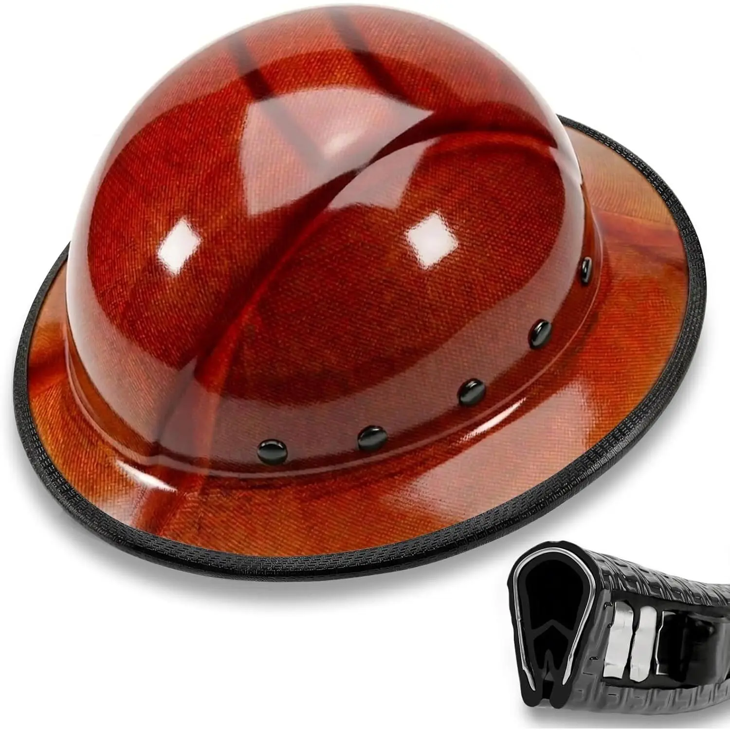 Hard Hat Brim Guard - Impact-Resistant Edge Protector with Steel Core, Full Brim Hard Hat Accessories, Clip-On for Carbon Fiber/Fiberglass Construction Helmets, 36.6in Anti-Skid Strip, Not Including Hardhat