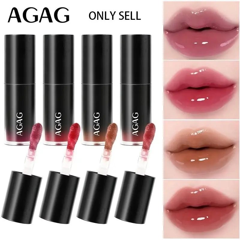 AGAG 4-Piece Nude Mirror-Finish Plumping Lip Gloss Set – Hydrating, non-sticky, high-shine "glass-lip" finish, and long-lasting. The perfect beauty gift for Valentine's Day, Halloween, Christmas, or everyday dates and parties.