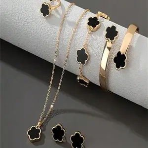 Flower Design Matching Jewelry Set, Fashionable Jewelry Set for Party, Daily Clothing Decor, Trendy All-match & Exquisite Jewelry for Birthday Gift, Elegant Jewelry Set