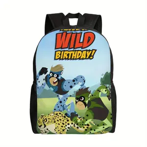 Wild Kratts Pattern Backpack - Fashionable College Style, Durable Material Suitable for Coffee Outings, Classroom and Urban Exploration, Adjustable Shoulder Straps