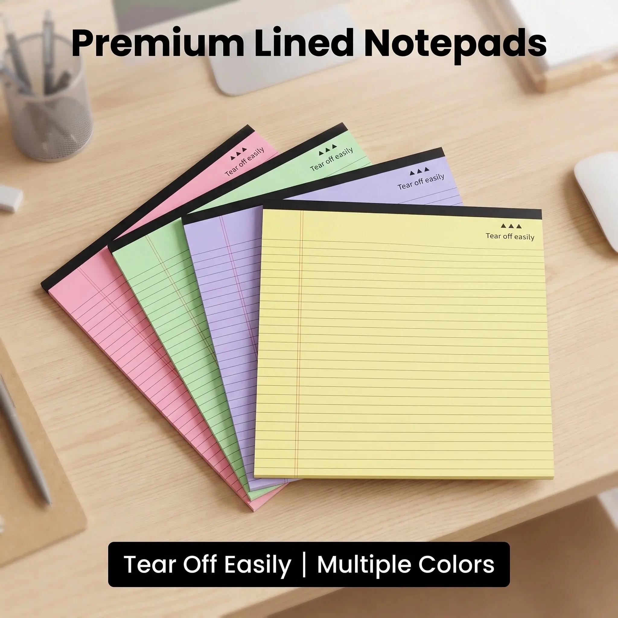 4-Pack American Style Colorful Tear-Off Notepads, Lined Sectional Notebooks, Student Essentials Exam Practice Draft Books, Office Memo Pads