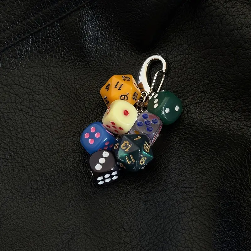 Vintage-Inspired Dice Keychain - Resin Pendant with Lobster Clasp, Perfect for Bags & Backpacks - Unique Gift Idea