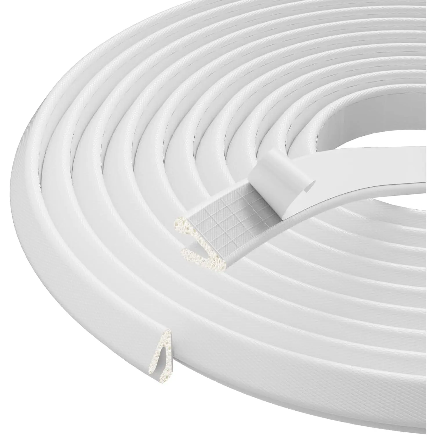 V-Shape Thin Self-Adhesive Door Frame Seal Strip, 19.7FT White Draft Stopper for Exterior Doors - Insulation Gap Sealing Tool