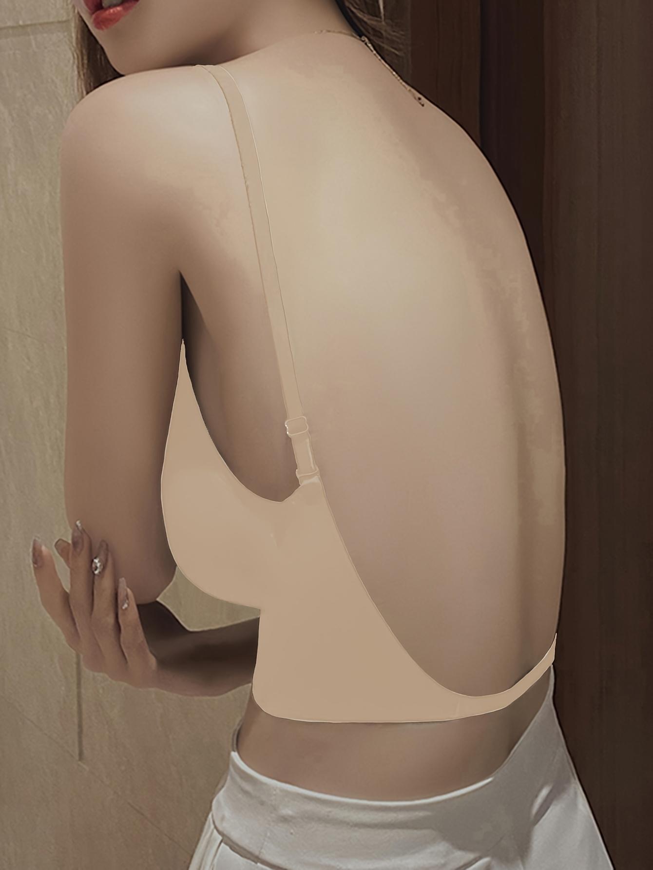 1-Pack Multi-Style Backless Bra for Women with Small Chests, Push-Up U-Shaped and X-Shaped Backless Design, Detachable Straps, Seamless