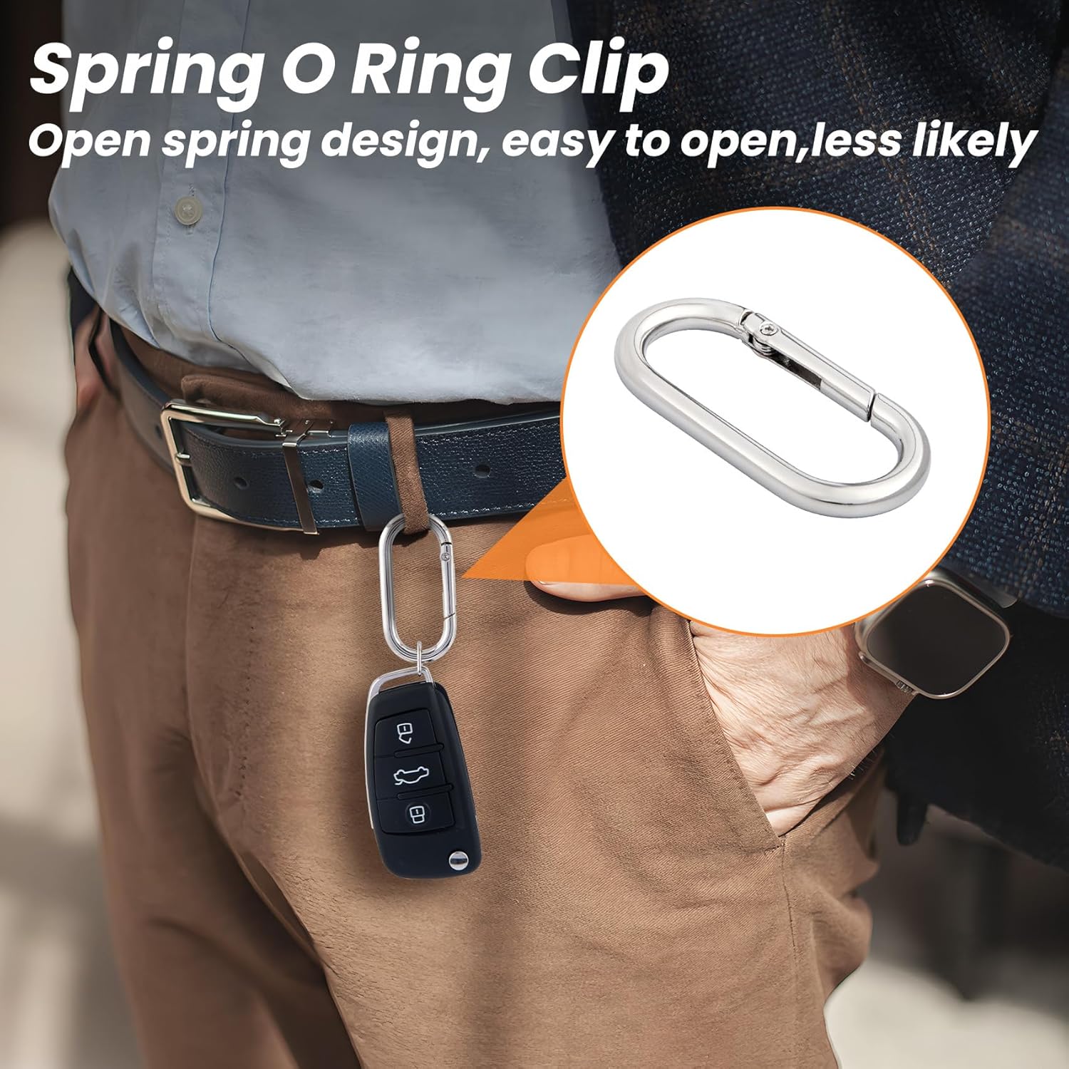 Oval Spring Ring Clips, Heavy Duty O-Ring Spring Clip, Alloy Buckle Clasp for Keychains Backpacks Purses Bag Straps