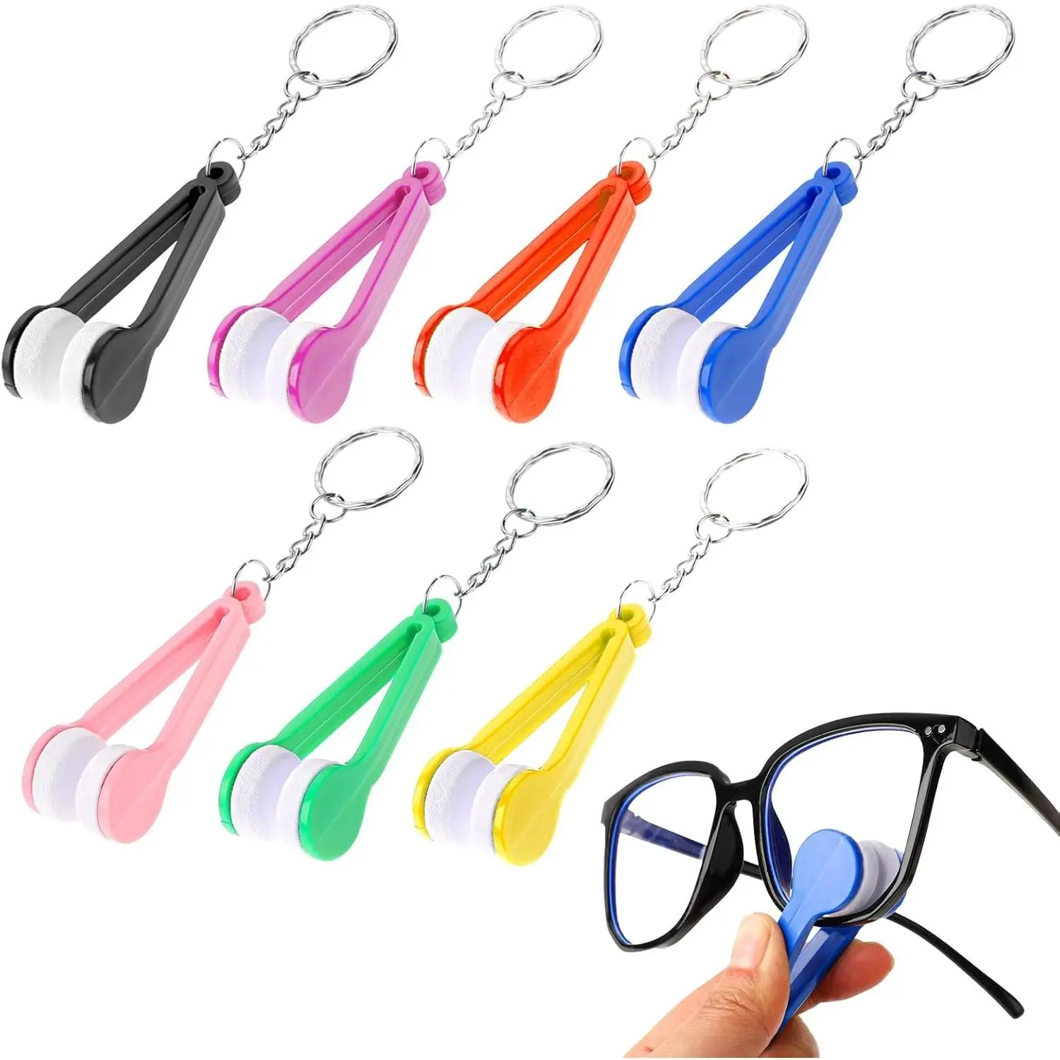 7 count Glasses Cleaner Tool, Mini Sun Glasses Eyeglass Microfiber Spectacles Cleaner with , Soft Cleaning Cloth Clip for Sunglasses, Eye Glasses Lens Surface Cleaner (7 Colors)