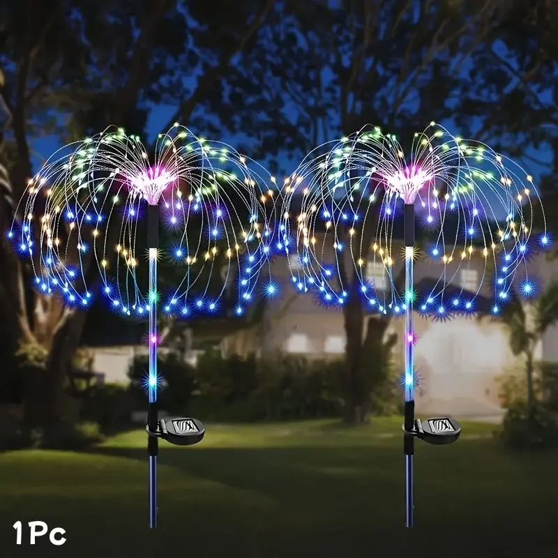 Solar Fireworks Lights LED Starburst String Lights, Decorative Solar Lights Outdoor, Adjustable 8 Flash Modes, Smart Light Sensor, Ideal for RV Camping Wedding Christmas