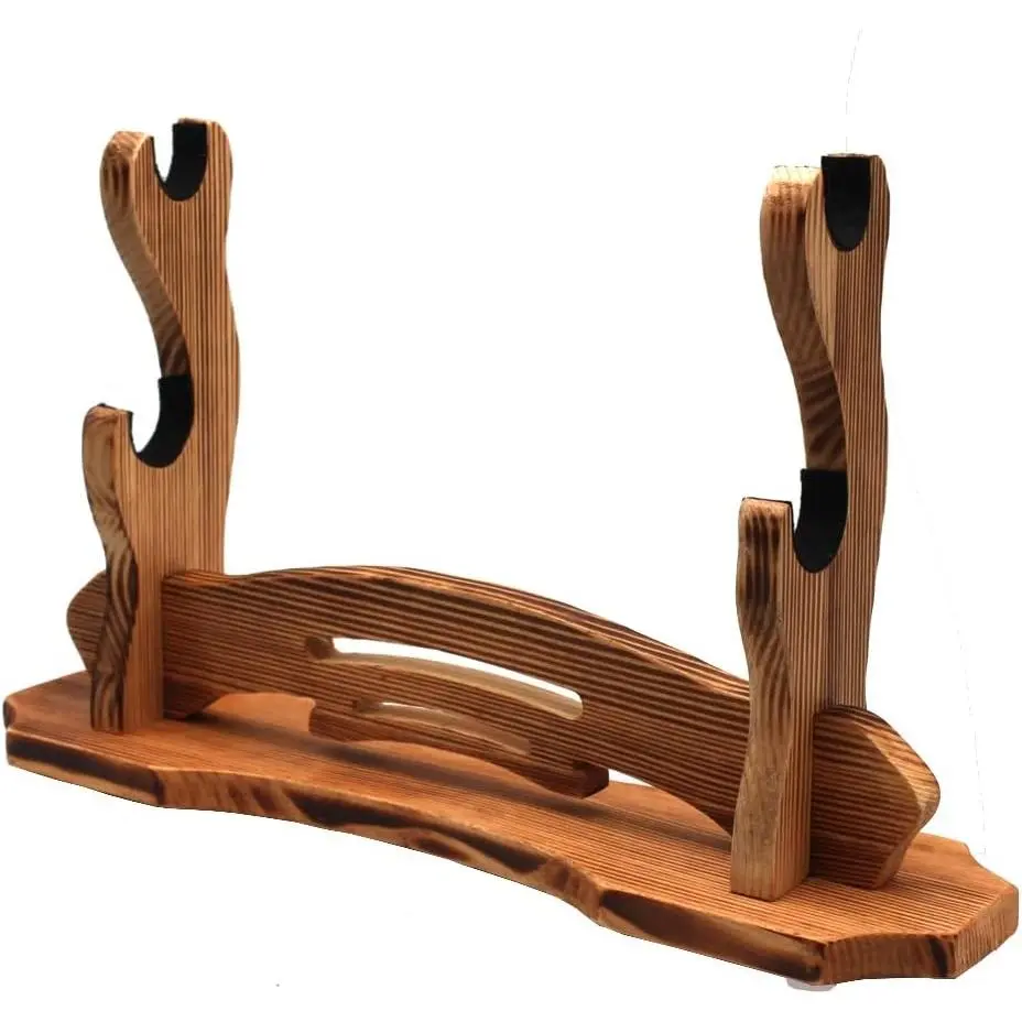 BiJun Sword Stand, Katana Holder, Katana Stand Lightsaber Stand Samurai Sword Holder Stand Rack Display Wall Mounted Hook for Katana Wakizashi Tanto Support All Swords (2 Tiers)