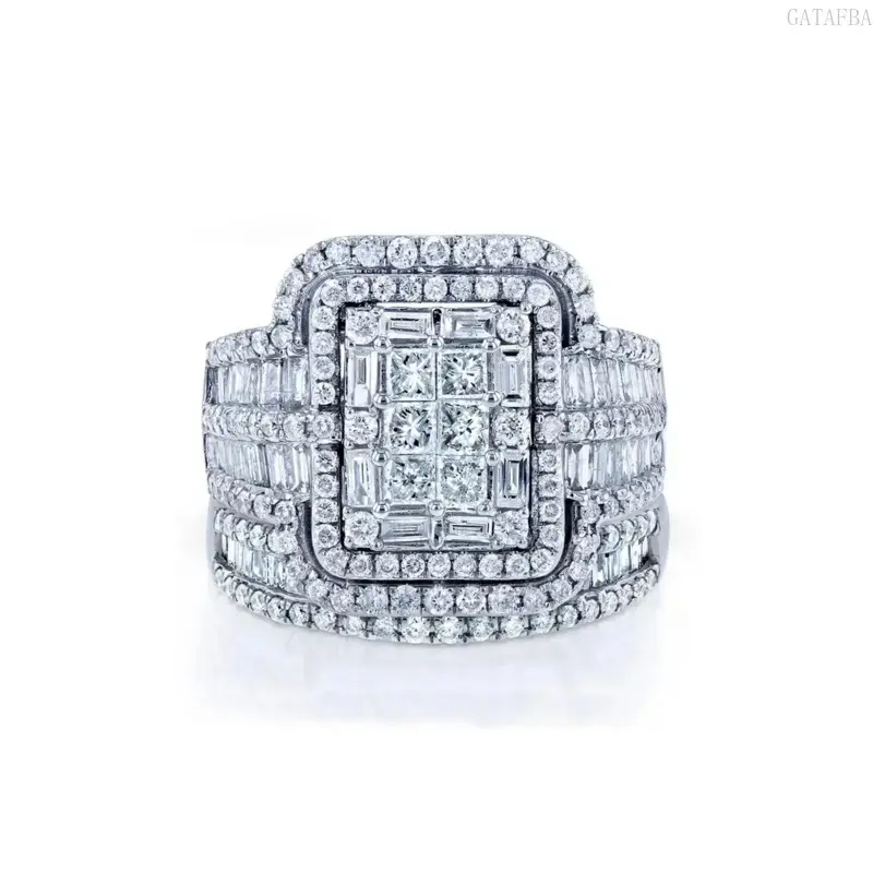Shiny Full Rhinestone Statement Band Ring Durable All Match Women Daily Party Birthday Fashion Accessory