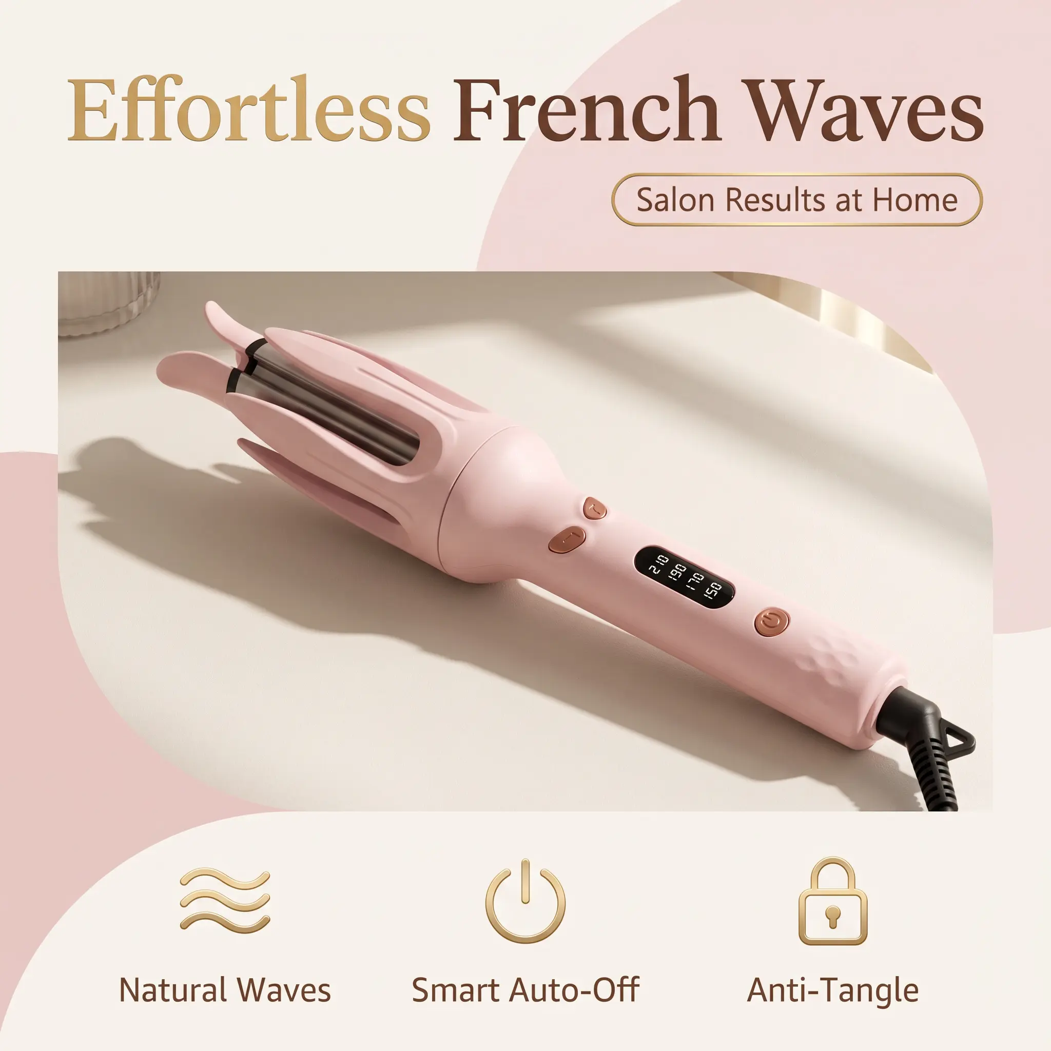 Cordless Automatic Curling Wand - 28mm Anti-Scald Rotating Barrel Hair Styler with 4 Heat Settings, Negative Ions, Auto Power Off, Single Item Automatic Button-Activated Curlers & Straighteners, Automatic Curling Iron