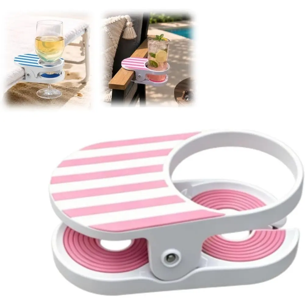 Clamp Cup Holder for Beach Chair, Portable Drink Rack, Universal Clamp Beverage Holder, Ideal for Pool, Camping, Outdoor Patio, Drink Holders