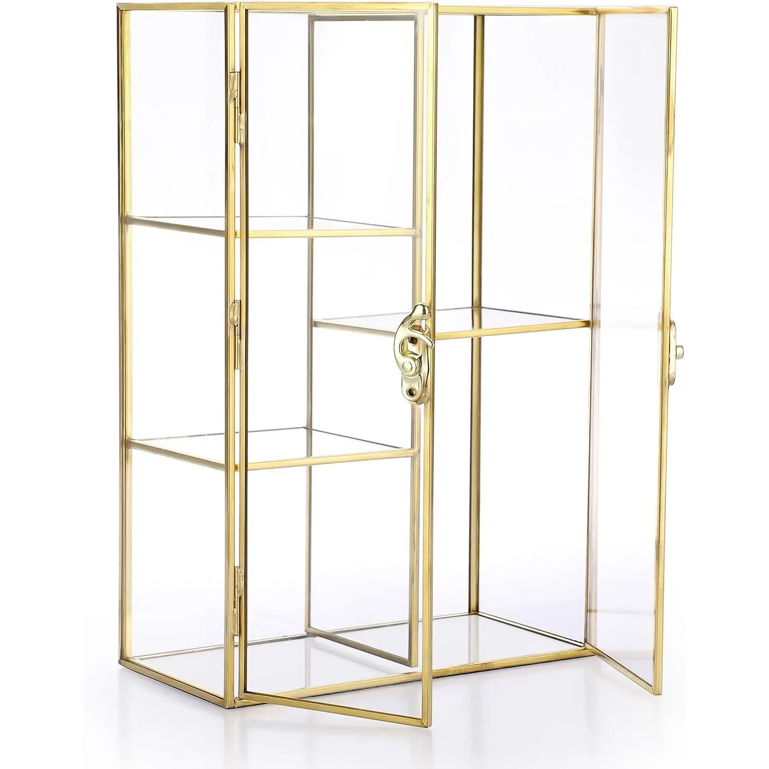 5 Slots Clear Glass Storage Box,   Makeup Display Organizer Case, Decorative Tower Box Storage for Trinket Perfume Lipstick Figure Statue  Display