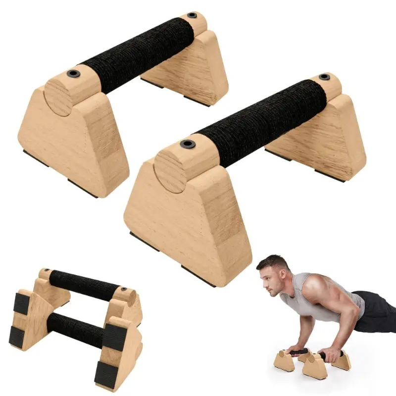 High Quality Wooden Parallel Bars - Push Up Stands for Home Workout, Core Strength & Bodyweight Training, Parallettes for Men Handstand Blocks, Calisthenics Tools