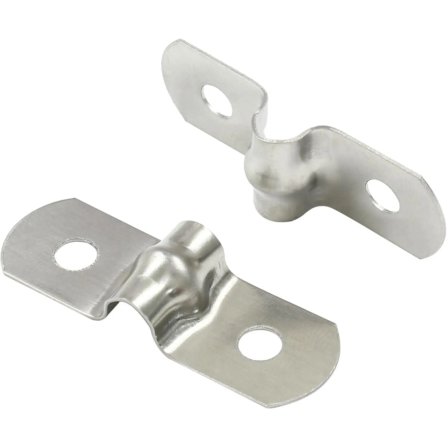 50 Pack 5mm Two Hole Strap U Bracket, 3/16 Inch | 304 Stainless Steel Material, Rigid Pipe Strap Clamp, Heavy Duty Tube Strap Tension Clip
