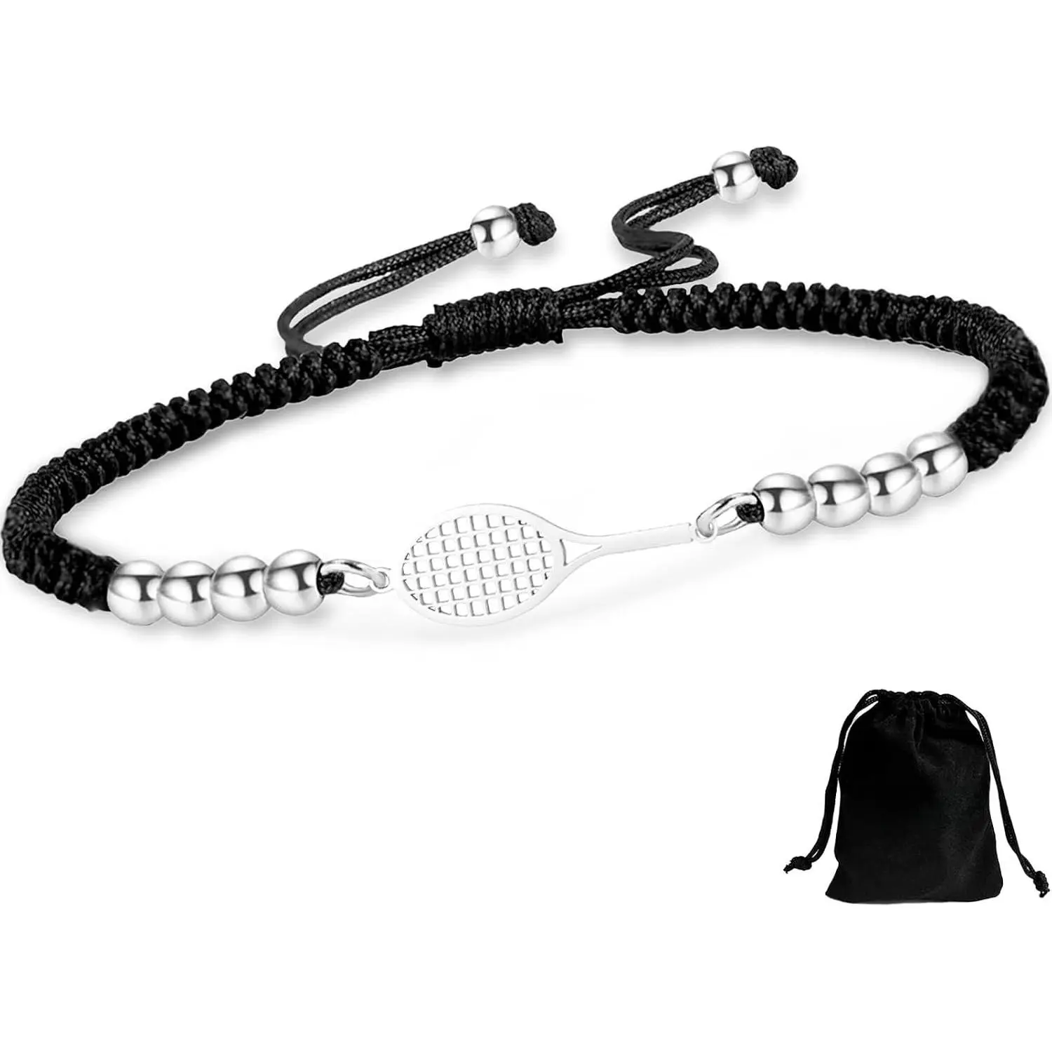 Tennis Racket Bracelet for Women Men Dainty Adjustable Racket  Layering  Bangle Bracelet Lover  Tennis Gifts for Women Men Players