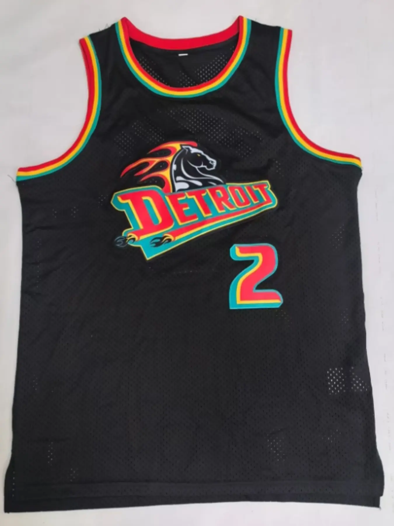 2-Number Breathable Basketball Jersey, Cunningham, Moisture-Wicking, Sporty Eyelet Embroidery, Loose-Fit, All Seasons, Detroit Style, Breathable Athletic Top