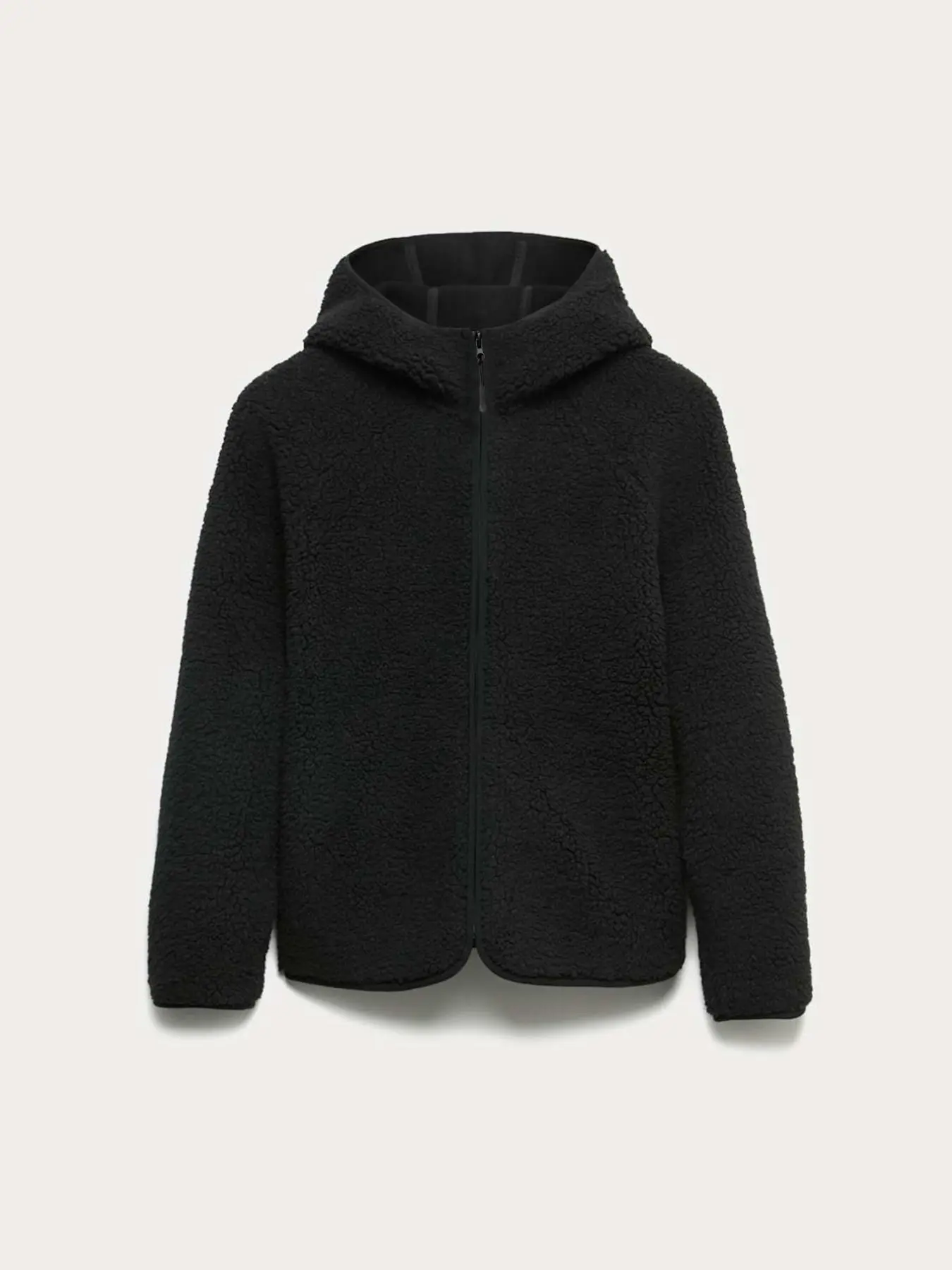 Women's Winter Teddy Bear Fleece Jacket, Loose Fit Long Sleeve Top with Zipper, Solid Color Casual Outdoor Sportswear