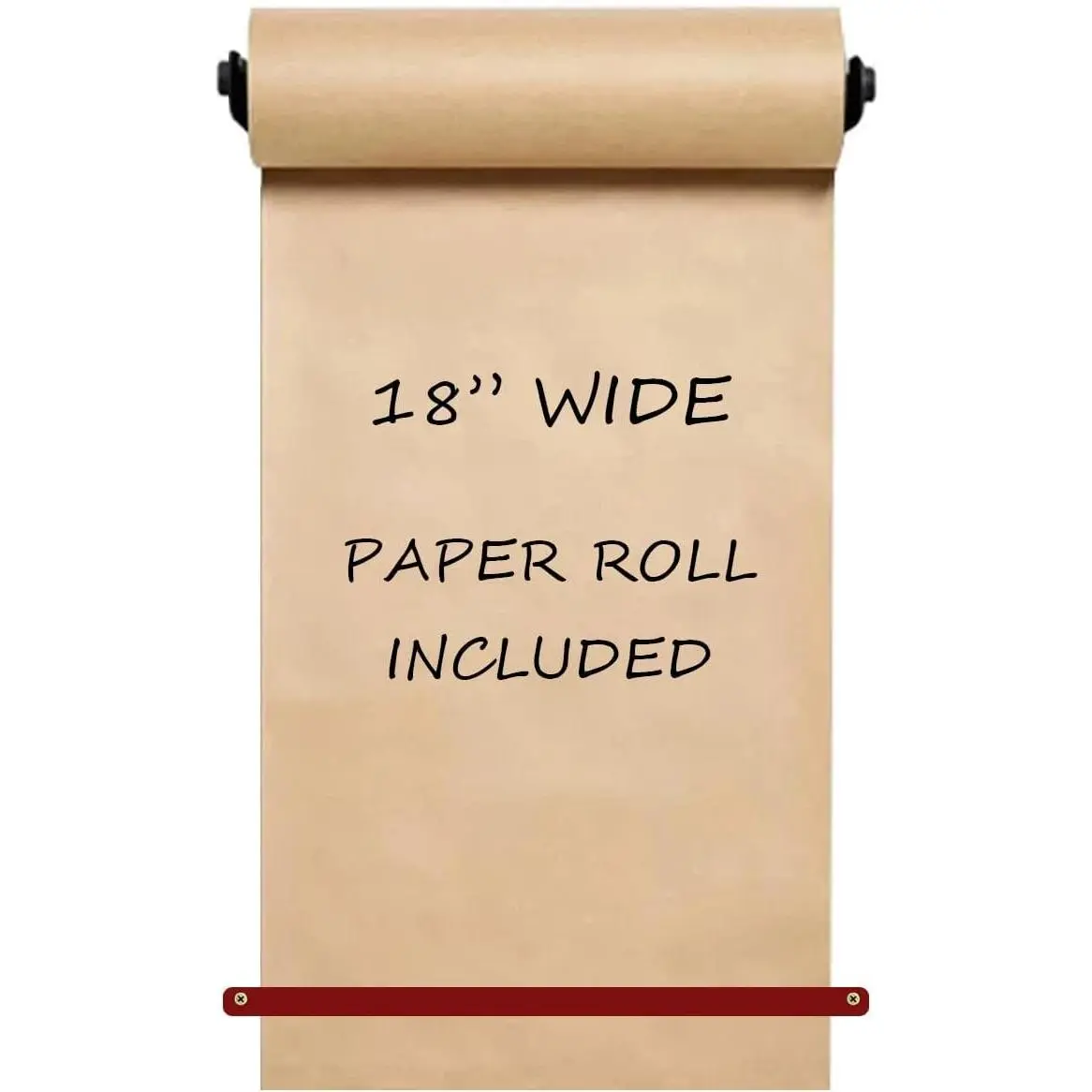 18" Kraft Paper Dispenser Wall Mount, Butcher Paper Dispenser Ideal for Home Office with 30 Meter Kraft Roll (Black Wall Mount Brown PU Leather Strap) (18")