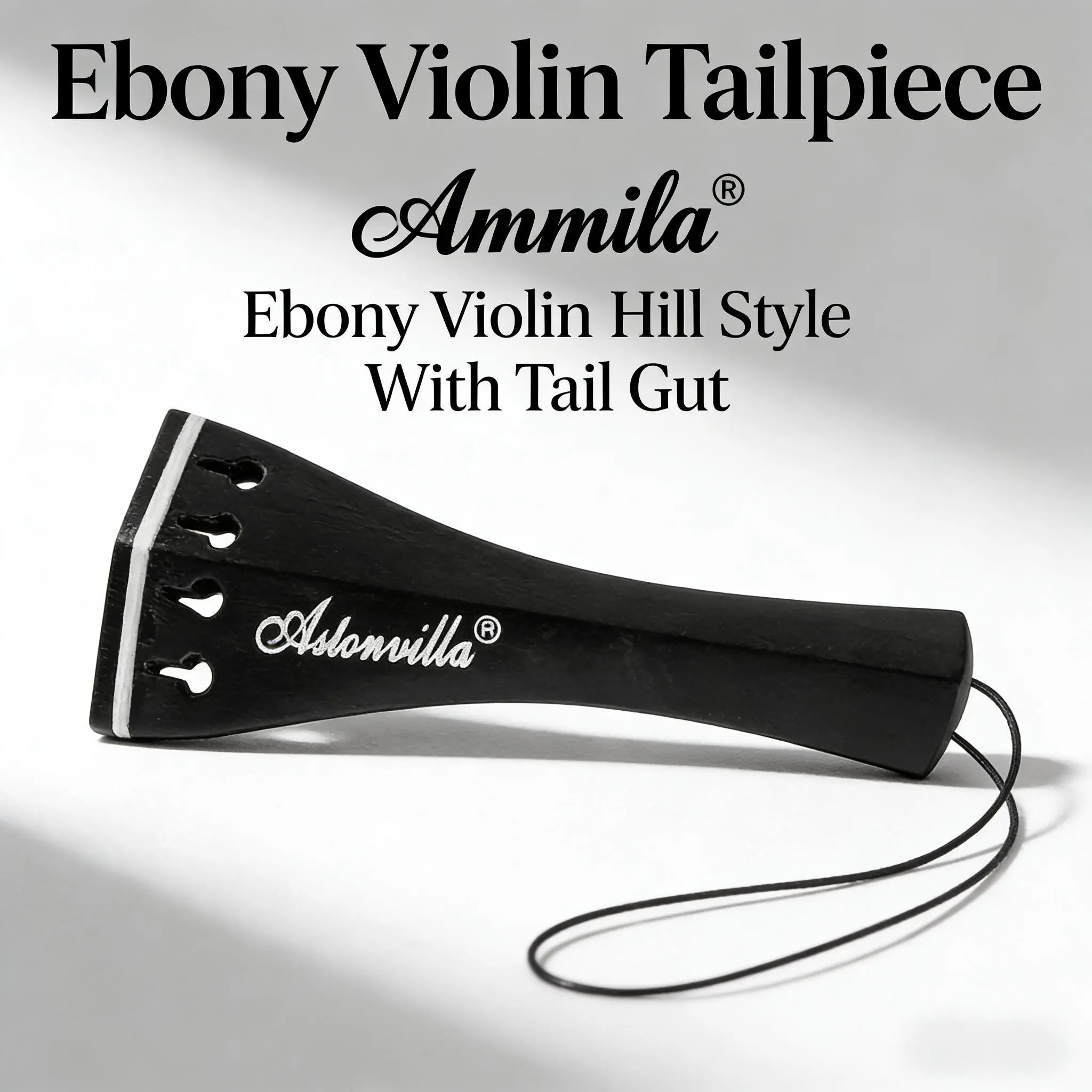 IRIN Hill Style Ebony Violin Tailpiece Smooth Finished Wooden Tailpiece with Tail Gut for Stable Tuning Violin Performance Accessory