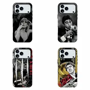 Scarface Tony Montana Vintage Movie Phone Case, Grunge Streetwear Film Poster Fashion Merch Phone Shell, Black White Gangster Mob Retro Print Shockproof Protective Cover For iPhone 11 12 13 14 15 16 17 Pro Max and Samsung Model, Perfect Trendy Gift