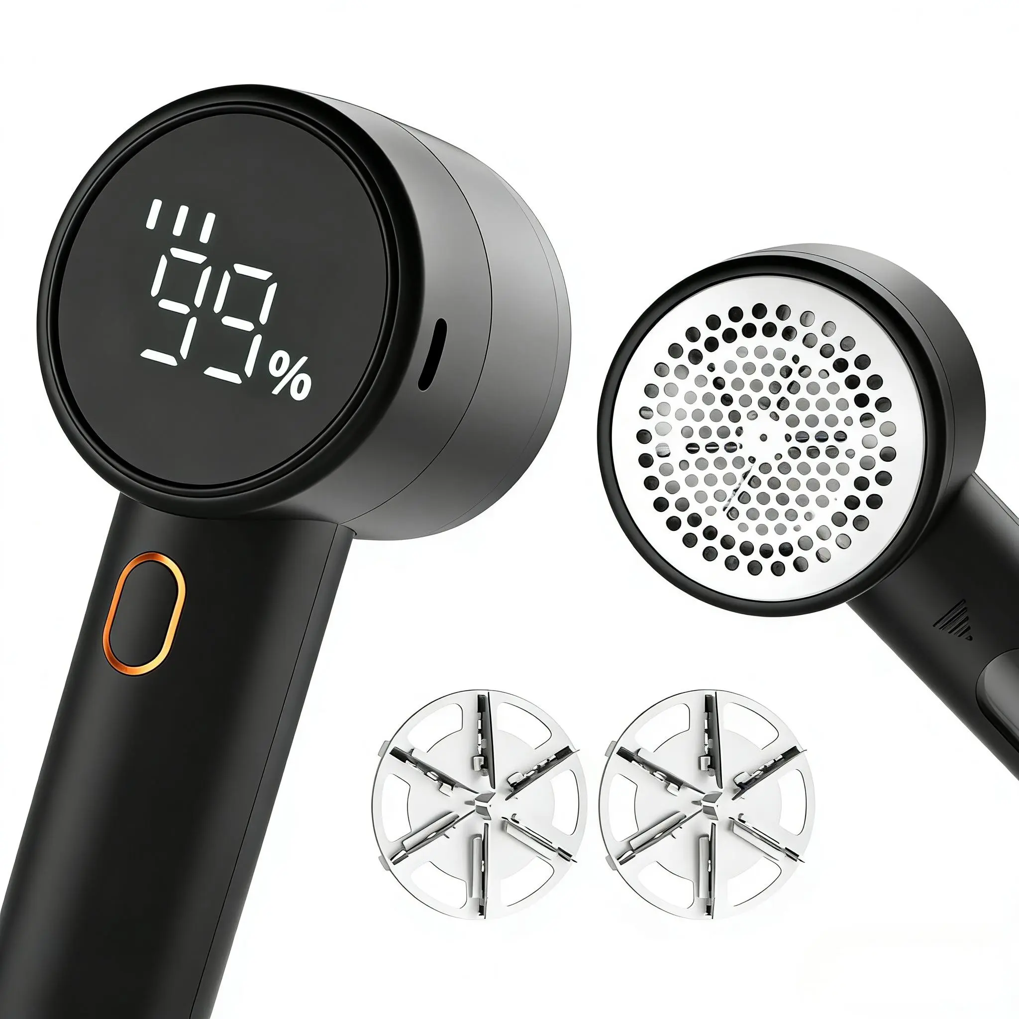 Rechargeable Electric Fabric Shaver - Portable Lint Remover with 3 Speeds, 6 Leaf Blades, Digital LED Display, Up to 3.5-4.5 Hours Runtime for Clothes, Home, Travel Use (Removes Fuzz, Pills, Lint)