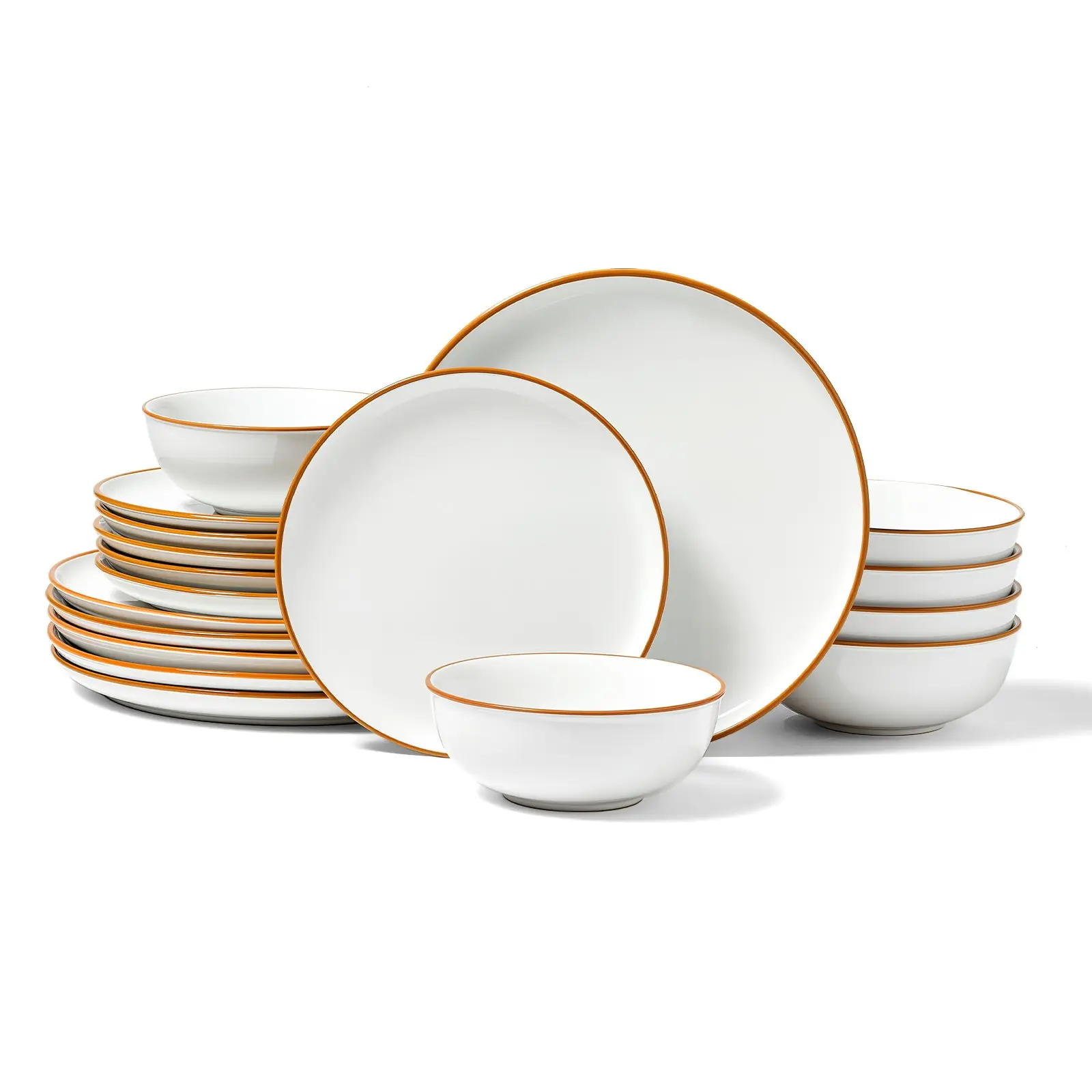 【toolupgrade】VEVOR Dinnerware Set, Service for 6 (18 PCS), Round Plates and Bowls Sets, Scratch Resistant Ceramic Dinner Ware, Dishwasher and Microwave Suitable Kitchen Dish, for Dessert Salad Soup Pasta, White