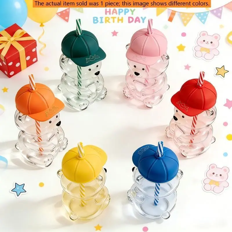 Bear Shaped Transparent Glass Cup 20oz, New 2026 Model, with Lid and Straw, Ideal for Coffee and Milk Tea, Reusable Gift for Birthdays and Holidays