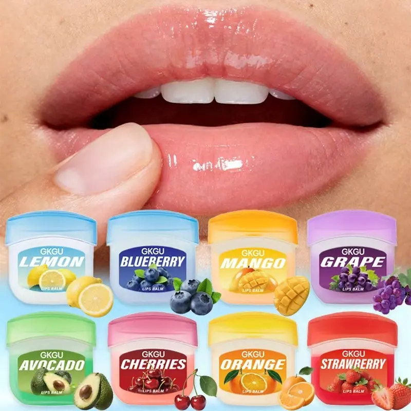 GKGU Lip Balm Set Large Quantity, Variety of Flavors (Strawberry, Blueberry, Mango, Lemon, Cherry, Orange, Avocado) Long-lasting moisturizing lip care product, suitable for dry lips, Daily Lip Moisturizer, cute feminine lip balm, Hydrating Lip Balm
