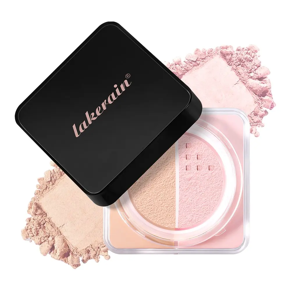 Dual Color Loose Powder Makeup Set, Long-Lasting Oil Control Foundation & Highlighter Duo, Natural Finish Concealer Palette