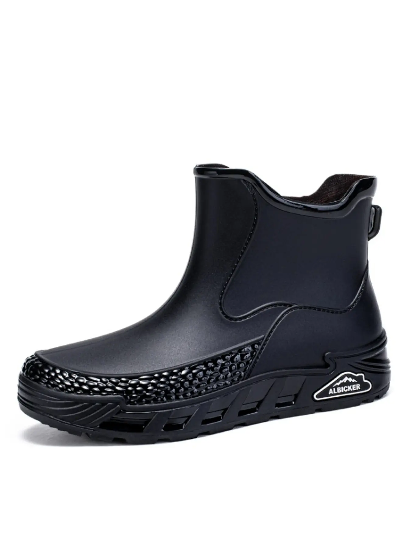 Men's Slip-On Short Rain Boots, Waterproof Rubber Shoes, Non-Slip Thick Sole, Lightweight Water Shoes, Comfortable Outdoor Boots, Walking Shoes