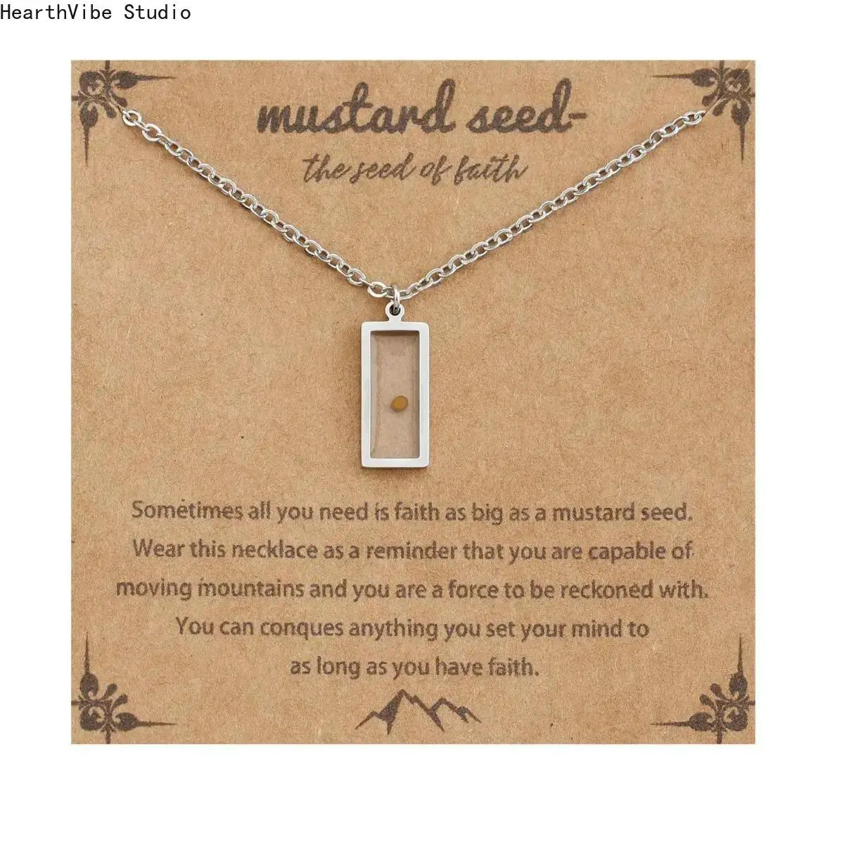 Unisex Stainless Steel Mustard Seed Pendant Necklace - Glossy Mirror Finish, Minimalist Geometric Christian Faith Jewelry, Tarnish-Proof, Hypoallergenic, Elegant Exquisite Jewelry Gift for Daily Wear, Graduation (Sports & Outdoor Accessory), Adults, All S