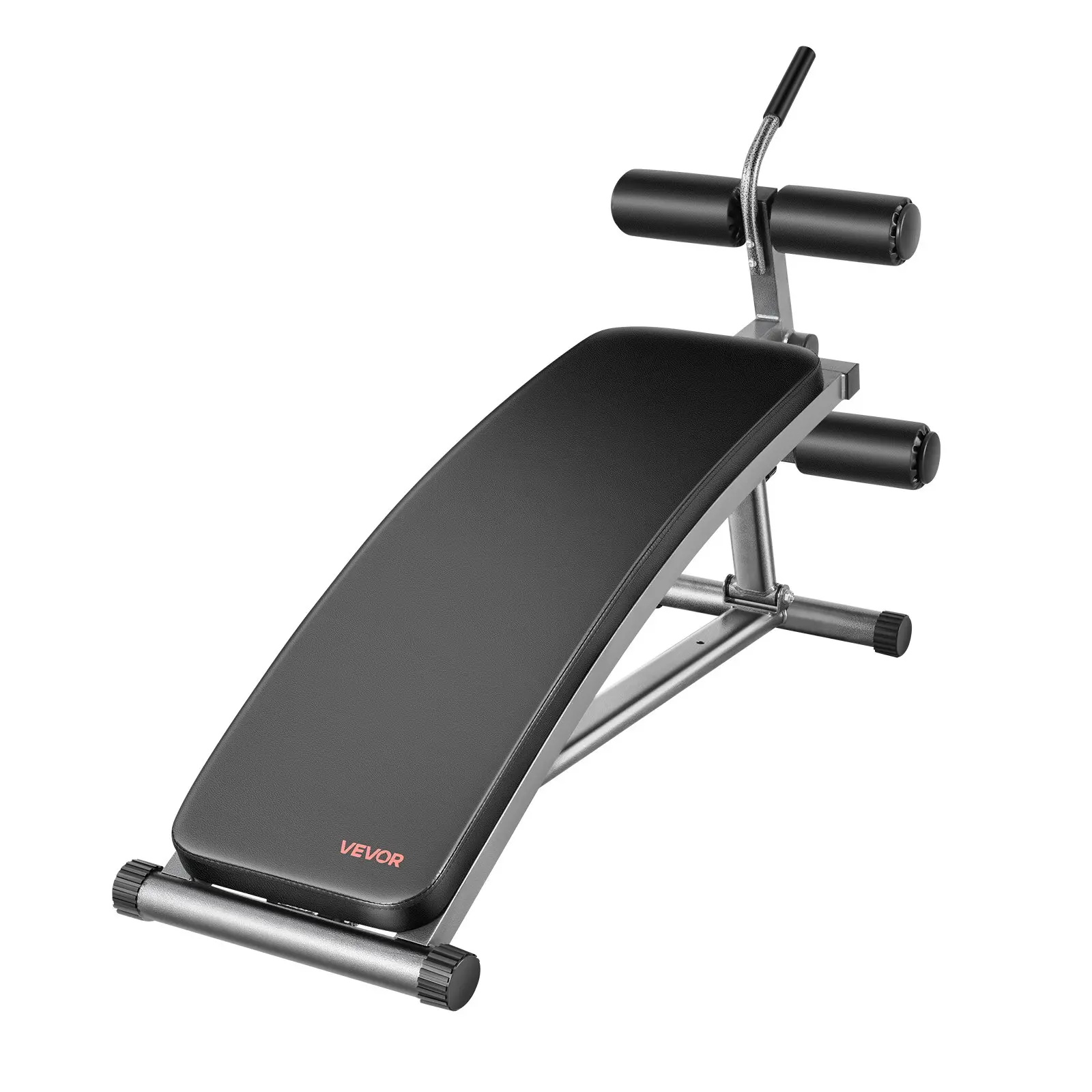 【DealsForYouDays】VEVOR Sit Up Bench, Curved Decline Ab Bench with Reverse Crunch Handle, with 6 Adjustable Height Setting, Heavy Duty Steel, 600 Lbs Capacity for Home Gym Workouts, Strength Training, Full Body Muscles